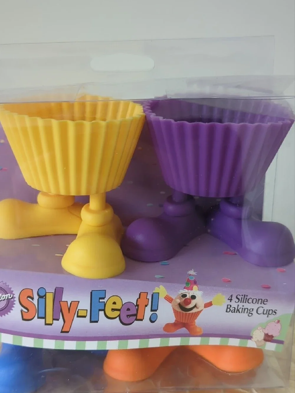 Wilton Silly-Feet Silicone Baking Cups - Yellow, Purple, Blue & Orange (8 Cups)